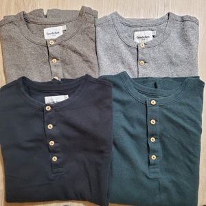 (4) Men's Long Sleeve Textured Henley Shirt Bundle